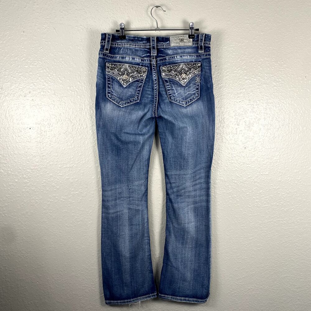 Vtg Y2K Miss Me Loose Fit Bedazzled Sequin Faded Grunge Mcbling Mid Rise Jeans - Picture 8 of 14